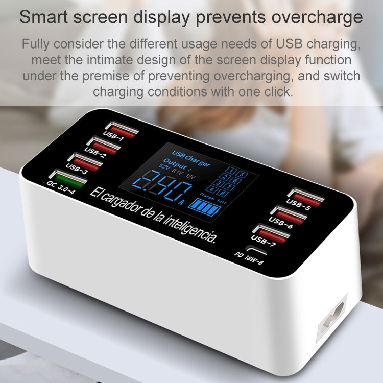 A9P 8 In 1 Multi-function Smart Digital Display Charging Station Socket Holder Stand