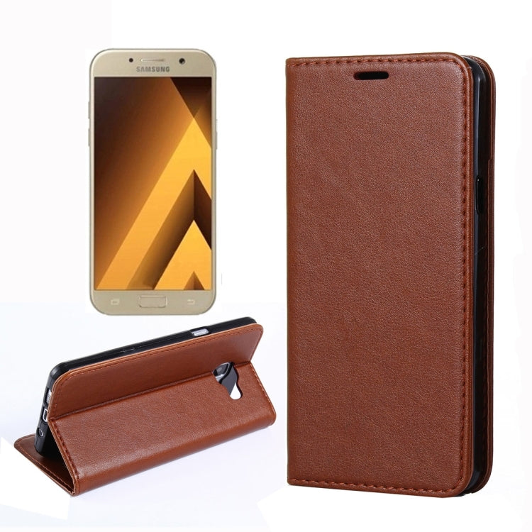 For Galaxy S8 Sheep Texture Casual Style with  Magnetic Adsorption Horizontal Flip Leather Case with Holder & Card Slots & Wallet(Brown)