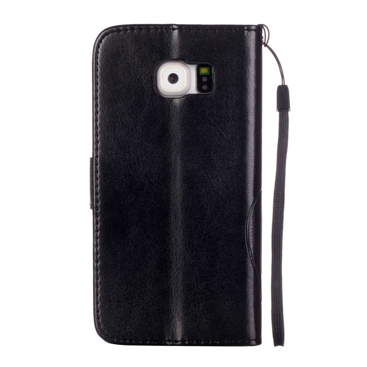 For Galaxy S6 / G920 Heart Diamond Encrusted Flowers Embossing Horizontal Flip Leather Case with Holder & Card Slots & Wallet & Lanyard