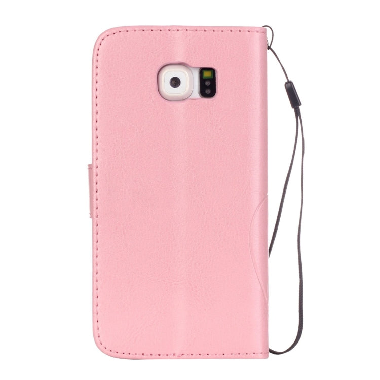 For Galaxy S6 / G920 Heart Diamond Encrusted Flowers Embossing Horizontal Flip Leather Case with Holder & Card Slots & Wallet & Lanyard