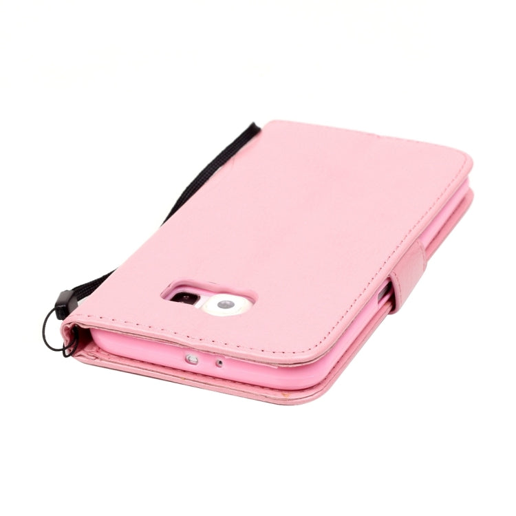 For Galaxy S6 / G920 Heart Diamond Encrusted Flowers Embossing Horizontal Flip Leather Case with Holder & Card Slots & Wallet & Lanyard