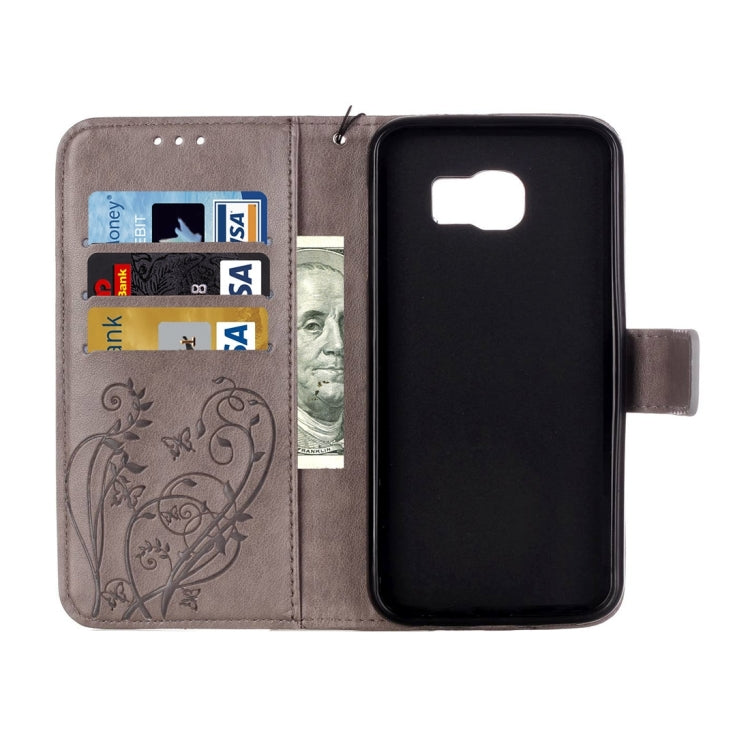 For Galaxy S6 / G920 Heart Diamond Encrusted Flowers Embossing Horizontal Flip Leather Case with Holder & Card Slots & Wallet & Lanyard