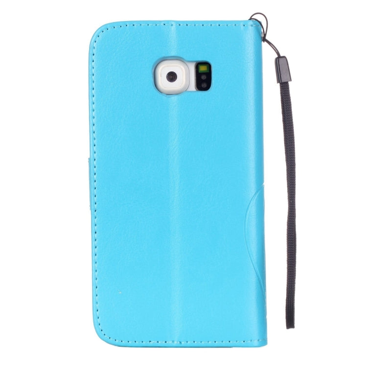 For Galaxy S6 / G920 Heart Diamond Encrusted Flowers Embossing Horizontal Flip Leather Case with Holder & Card Slots & Wallet & Lanyard