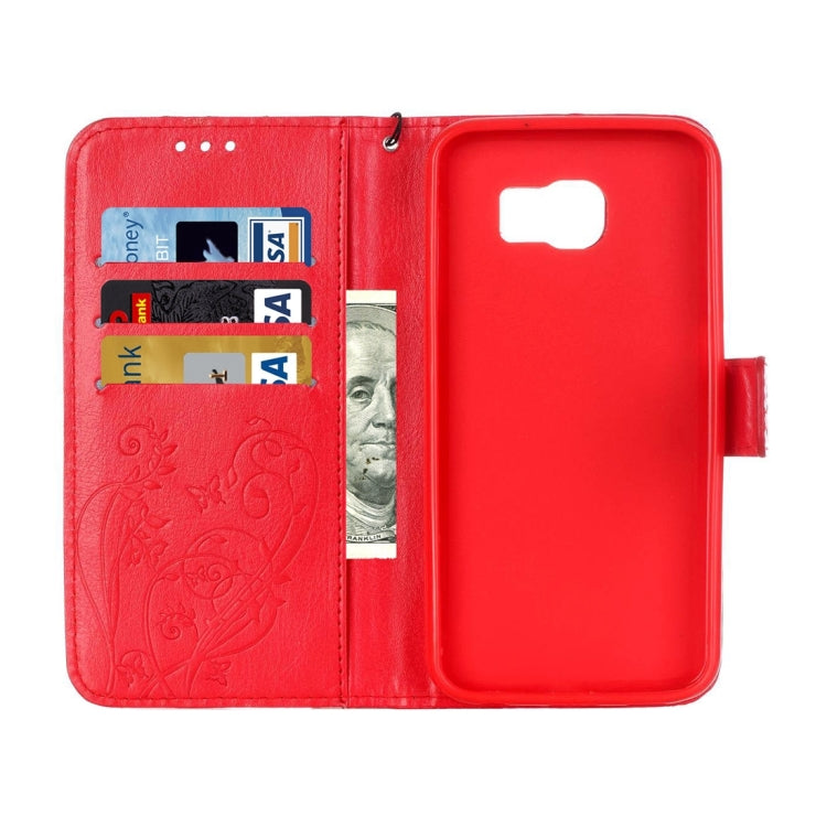 For Galaxy S6 / G920 Heart Diamond Encrusted Flowers Embossing Horizontal Flip Leather Case with Holder & Card Slots & Wallet & Lanyard