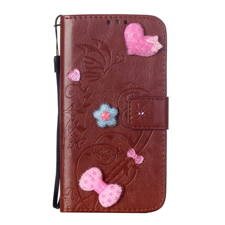 For Galaxy S6 / G920 Heart Diamond Encrusted Flowers Embossing Horizontal Flip Leather Case with Holder & Card Slots & Wallet & Lanyard