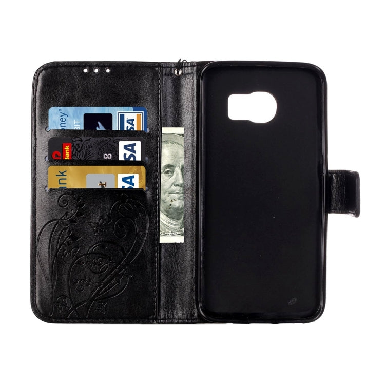 For Galaxy S6 Edge / G925 Heart Diamond Encrusted Flowers Embossing Horizontal Flip Leather Case with Holder & Card Slots & Wallet & Lanyard
