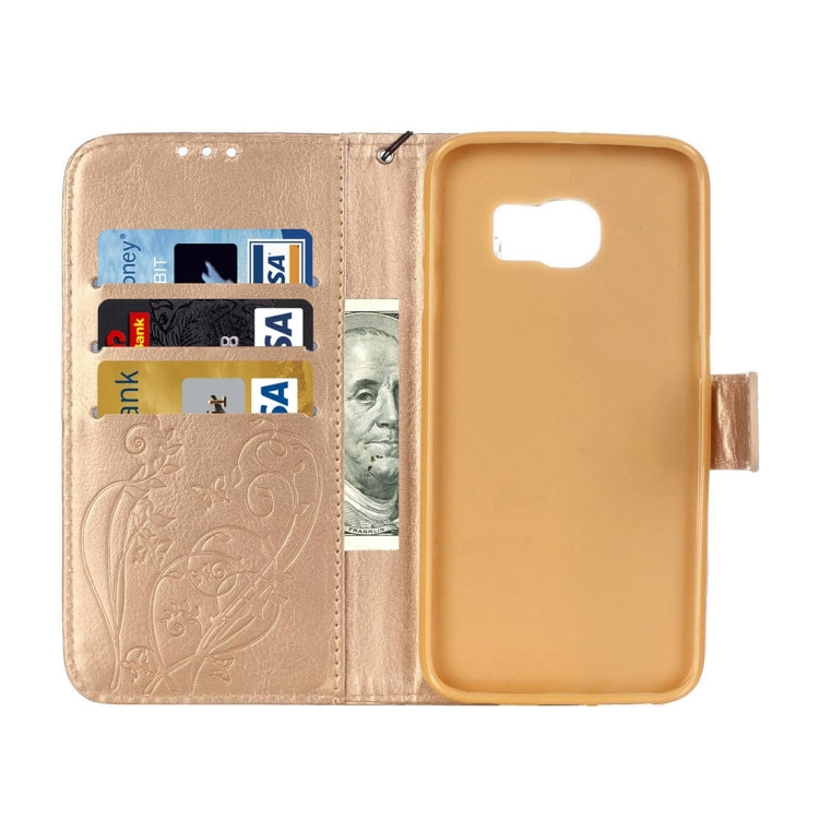 For Galaxy S6 Edge / G925 Heart Diamond Encrusted Flowers Embossing Horizontal Flip Leather Case with Holder & Card Slots & Wallet & Lanyard