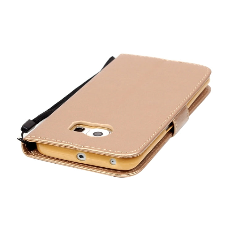 For Galaxy S6 Edge / G925 Heart Diamond Encrusted Flowers Embossing Horizontal Flip Leather Case with Holder & Card Slots & Wallet & Lanyard