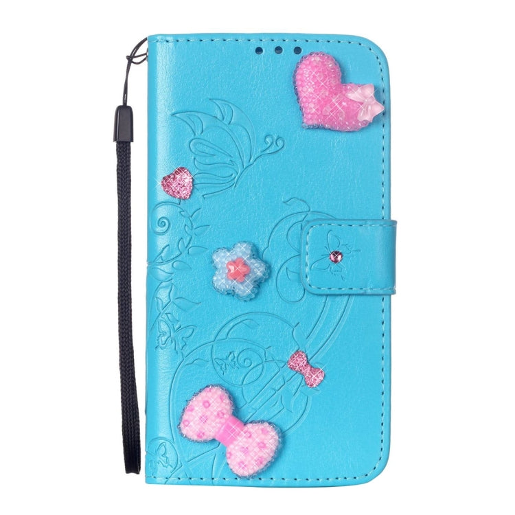 For Galaxy S6 Edge / G925 Heart Diamond Encrusted Flowers Embossing Horizontal Flip Leather Case with Holder & Card Slots & Wallet & Lanyard