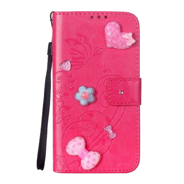 For Galaxy S6 Edge / G925 Heart Diamond Encrusted Flowers Embossing Horizontal Flip Leather Case with Holder & Card Slots & Wallet & Lanyard