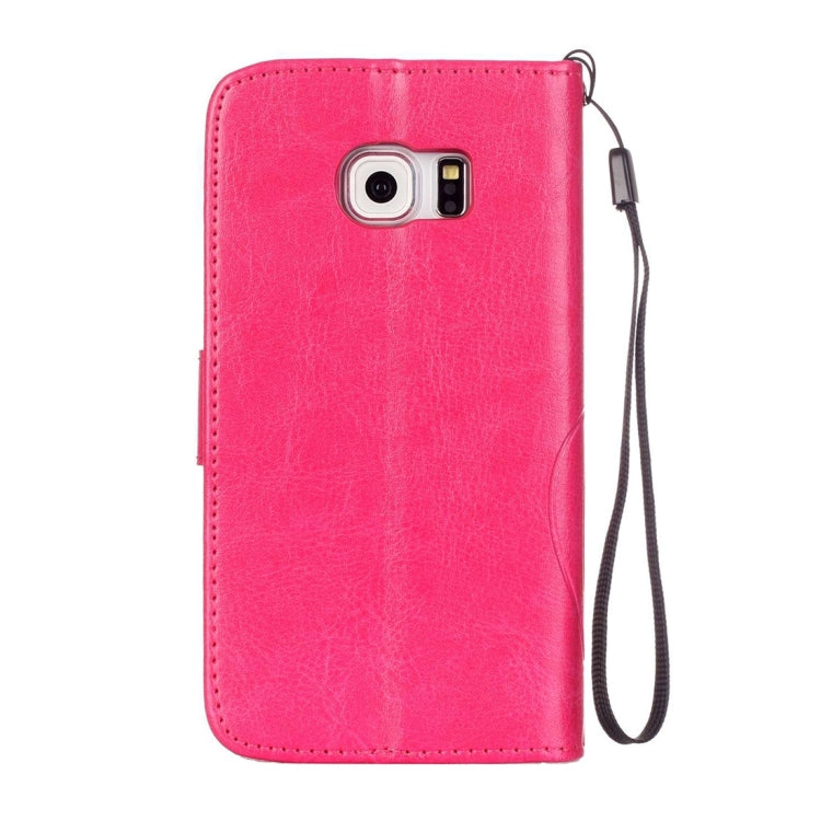 For Galaxy S6 Edge / G925 Heart Diamond Encrusted Flowers Embossing Horizontal Flip Leather Case with Holder & Card Slots & Wallet & Lanyard