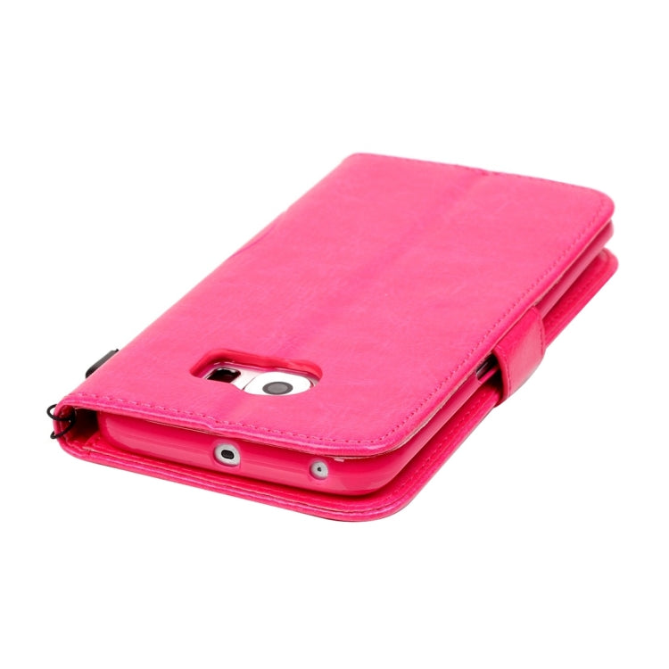 For Galaxy S6 Edge / G925 Heart Diamond Encrusted Flowers Embossing Horizontal Flip Leather Case with Holder & Card Slots & Wallet & Lanyard