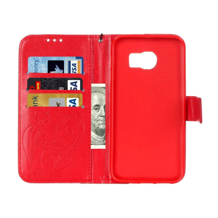 For Galaxy S6 Edge / G925 Heart Diamond Encrusted Flowers Embossing Horizontal Flip Leather Case with Holder & Card Slots & Wallet & Lanyard