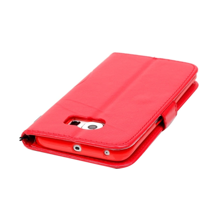 For Galaxy S6 Edge / G925 Heart Diamond Encrusted Flowers Embossing Horizontal Flip Leather Case with Holder & Card Slots & Wallet & Lanyard