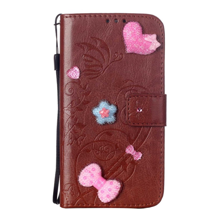 For Galaxy S6 Edge / G925 Heart Diamond Encrusted Flowers Embossing Horizontal Flip Leather Case with Holder & Card Slots & Wallet & Lanyard