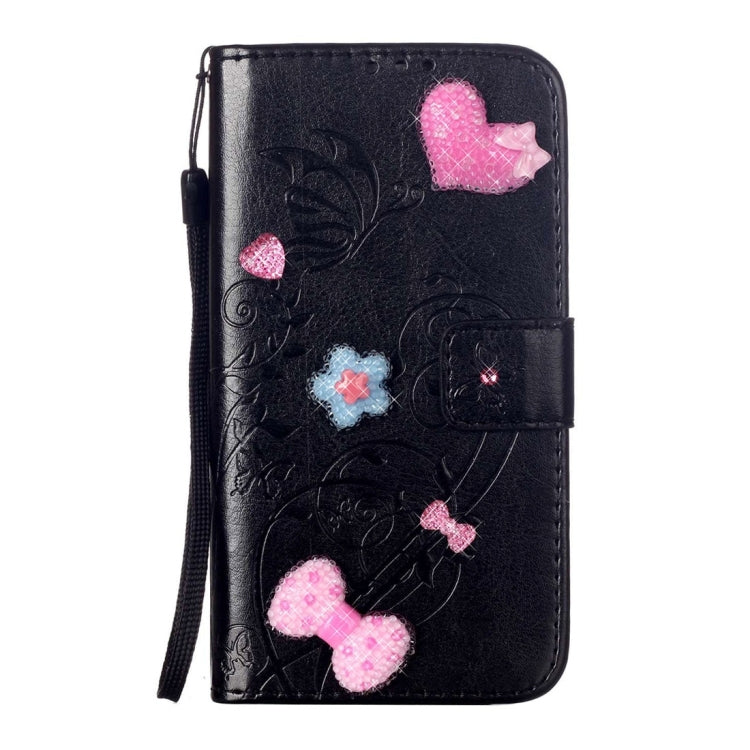 For Galaxy S6 Edge+ / G928 Heart Diamond Encrusted Flowers Embossing Horizontal Flip Leather Case with Holder & Card Slots & Wallet & Lanyard