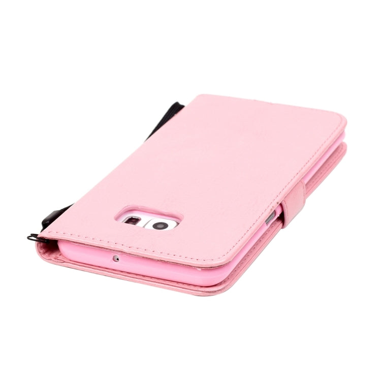 For Galaxy S6 Edge+ / G928 Heart Diamond Encrusted Flowers Embossing Horizontal Flip Leather Case with Holder & Card Slots & Wallet & Lanyard
