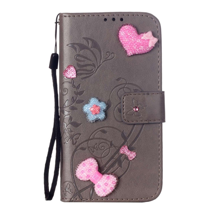 For Galaxy S6 Edge+ / G928 Heart Diamond Encrusted Flowers Embossing Horizontal Flip Leather Case with Holder & Card Slots & Wallet & Lanyard