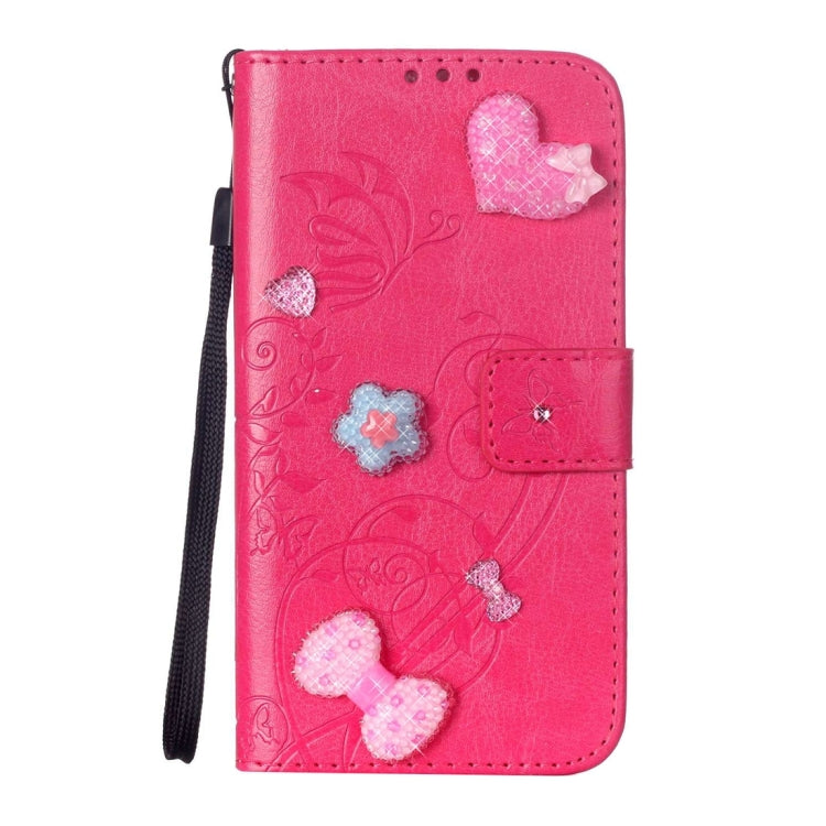 For Galaxy S6 Edge+ / G928 Heart Diamond Encrusted Flowers Embossing Horizontal Flip Leather Case with Holder & Card Slots & Wallet & Lanyard