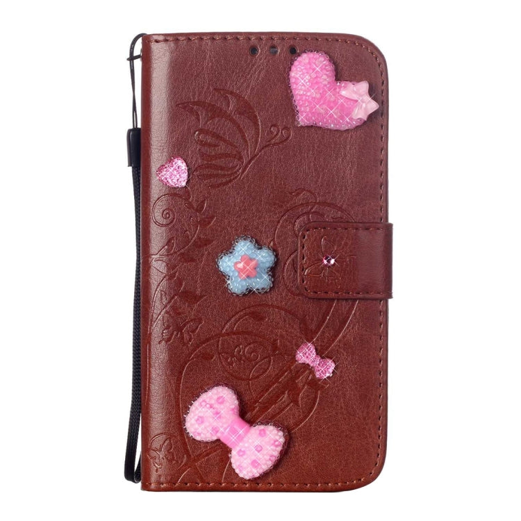 For Galaxy S6 Edge+ / G928 Heart Diamond Encrusted Flowers Embossing Horizontal Flip Leather Case with Holder & Card Slots & Wallet & Lanyard