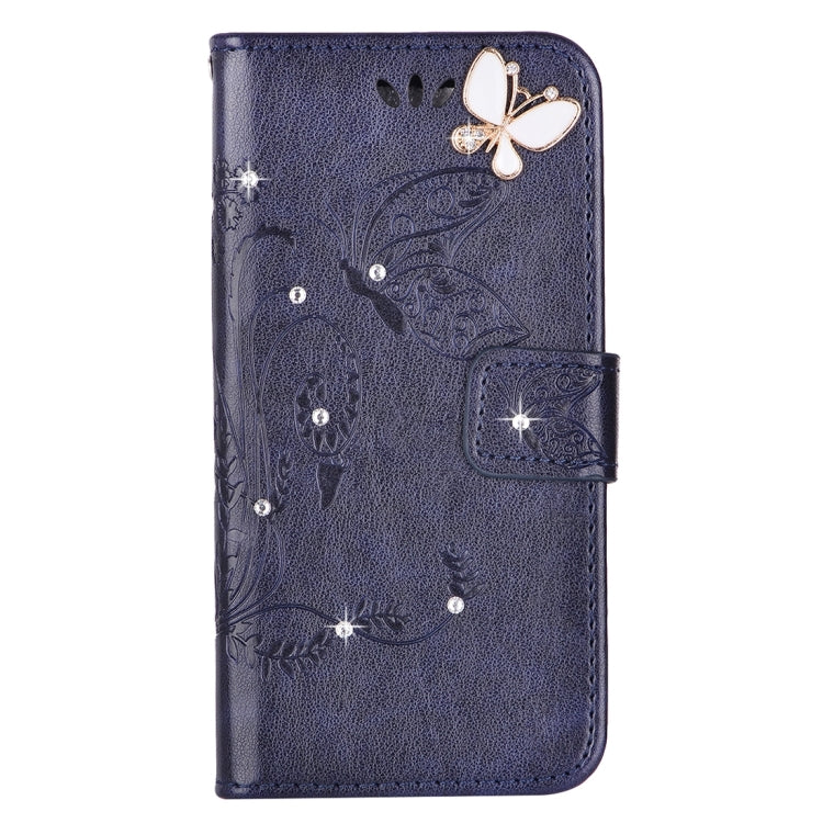 For Galaxy S8 Butterfly Pattern Diamond Encrusted Leather Case with Holder & Card Slots