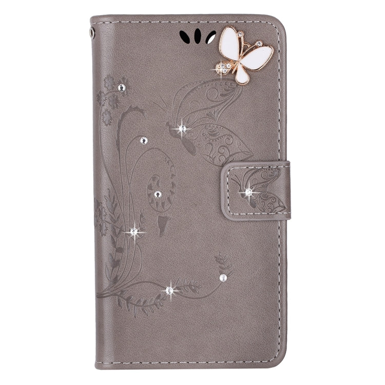 For Galaxy S8 Butterfly Pattern Diamond Encrusted Leather Case with Holder & Card Slots