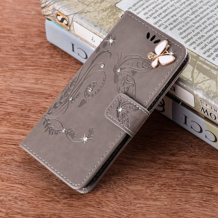 For Galaxy S8 Butterfly Pattern Diamond Encrusted Leather Case with Holder & Card Slots