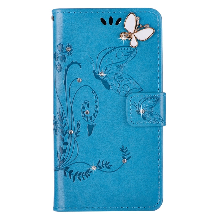 For Galaxy S8 Butterfly Pattern Diamond Encrusted Leather Case with Holder & Card Slots
