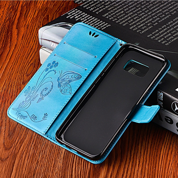 For Galaxy S8 Butterfly Pattern Diamond Encrusted Leather Case with Holder & Card Slots