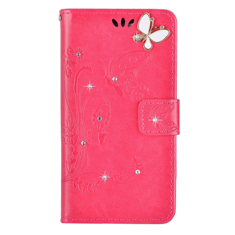 For Galaxy S8 Butterfly Pattern Diamond Encrusted Leather Case with Holder & Card Slots