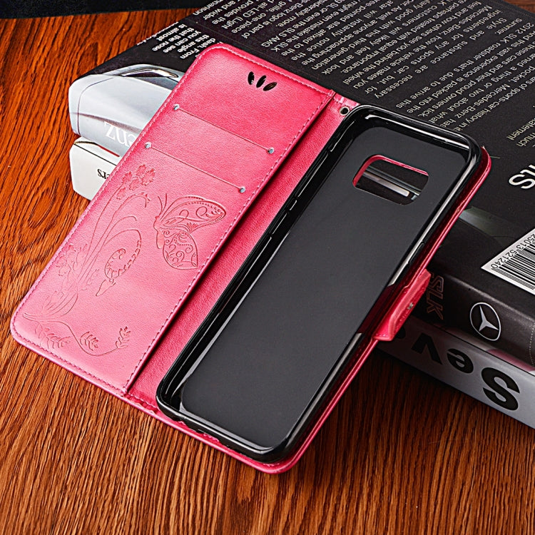 For Galaxy S8 Butterfly Pattern Diamond Encrusted Leather Case with Holder & Card Slots