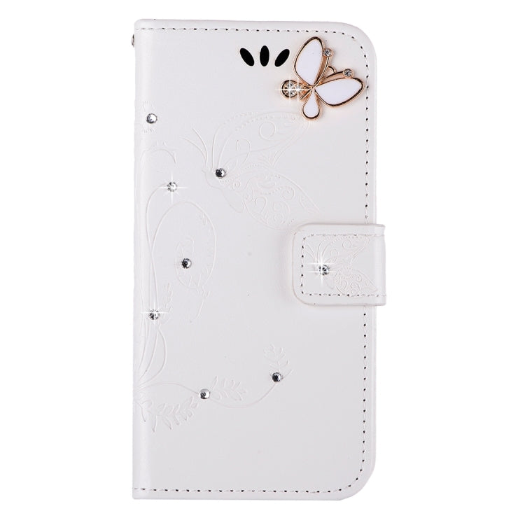 For Galaxy S8 Butterfly Pattern Diamond Encrusted Leather Case with Holder & Card Slots