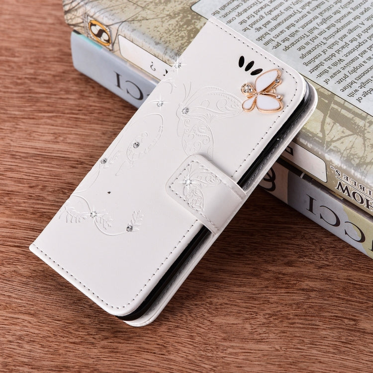 For Galaxy S8 Butterfly Pattern Diamond Encrusted Leather Case with Holder & Card Slots