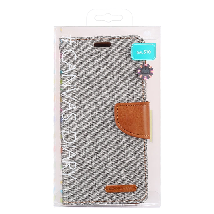 GOOSPERY CANVAS DIARY Canvas Texture Horizontal Flip PU Leather Case for Galaxy S10, with Holder & Card Slots & Wallet
