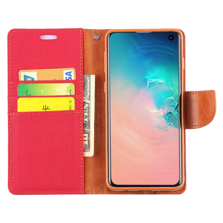 GOOSPERY CANVAS DIARY Canvas Texture Horizontal Flip PU Leather Case for Galaxy S10, with Holder & Card Slots & Wallet