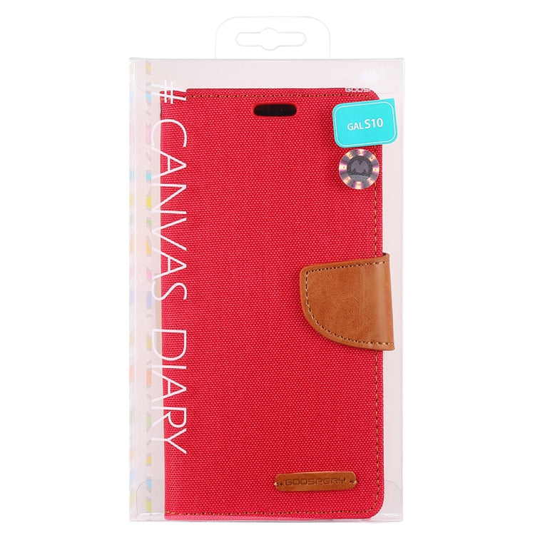 GOOSPERY CANVAS DIARY Canvas Texture Horizontal Flip PU Leather Case for Galaxy S10, with Holder & Card Slots & Wallet