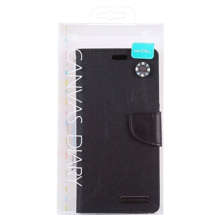 GOOSPERY CANVAS DIARY Canvas Texture Horizontal Flip PU Leather Case for Galaxy S10 Plus, with Holder & Card Slots & Wallet
