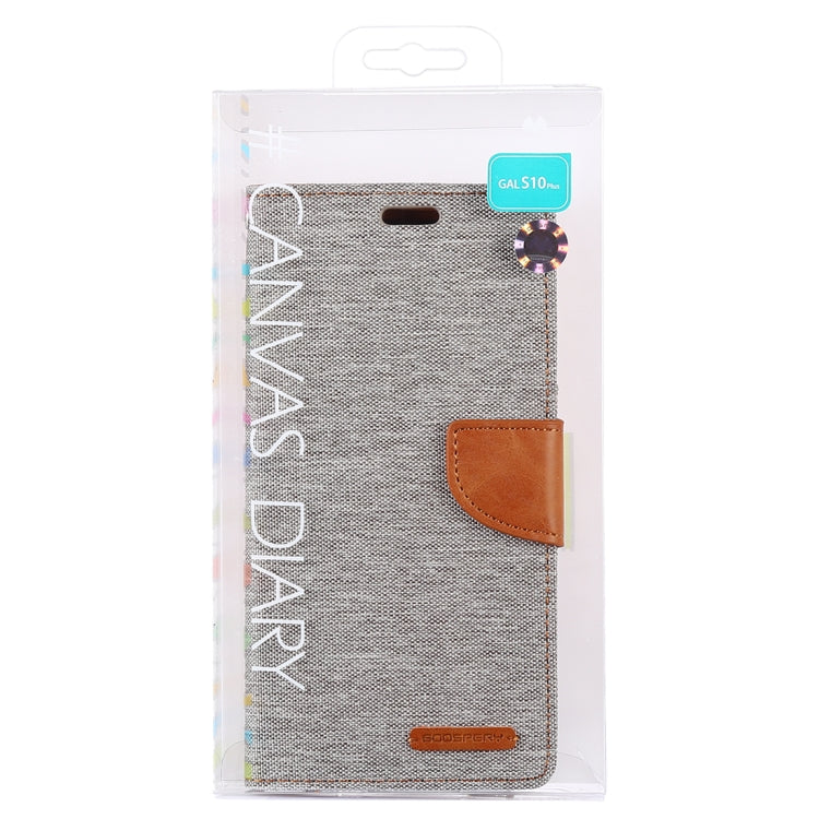 GOOSPERY CANVAS DIARY Canvas Texture Horizontal Flip PU Leather Case for Galaxy S10 Plus, with Holder & Card Slots & Wallet