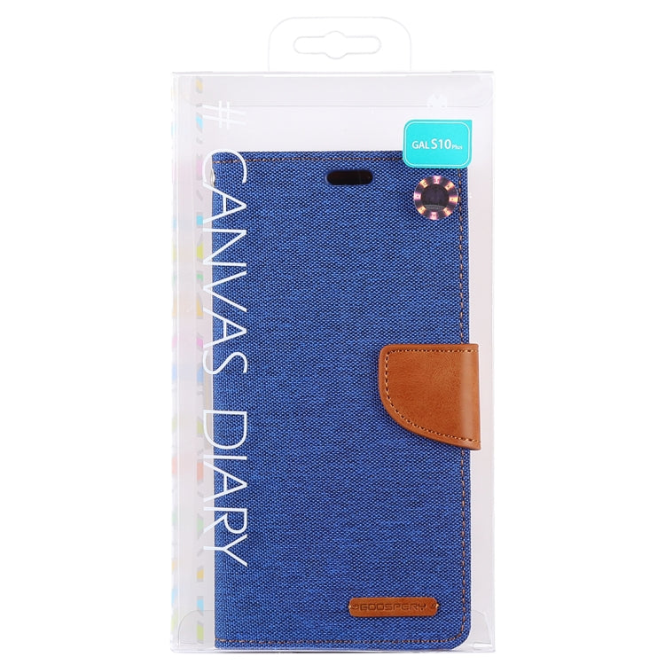 GOOSPERY CANVAS DIARY Canvas Texture Horizontal Flip PU Leather Case for Galaxy S10 Plus, with Holder & Card Slots & Wallet