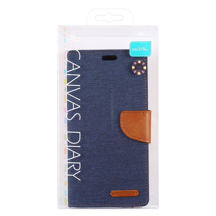 GOOSPERY CANVAS DIARY Canvas Texture Horizontal Flip PU Leather Case for Galaxy S10 Plus, with Holder & Card Slots & Wallet