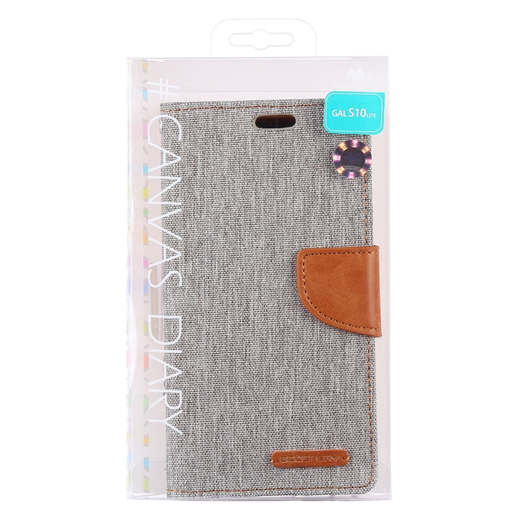GOOSPERY CANVAS DIARY Canvas Texture Horizontal Flip PU Leather Case for Galaxy S10 E, with Holder & Card Slots & Wallet