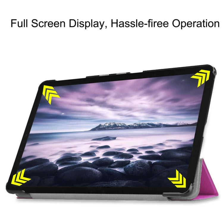 Custer Texture Horizontal Flip PU Leather Case for Galaxy Tab A 10.5 / T595 & T590, with Three-folding Holder & Sleep / Wake-up Function