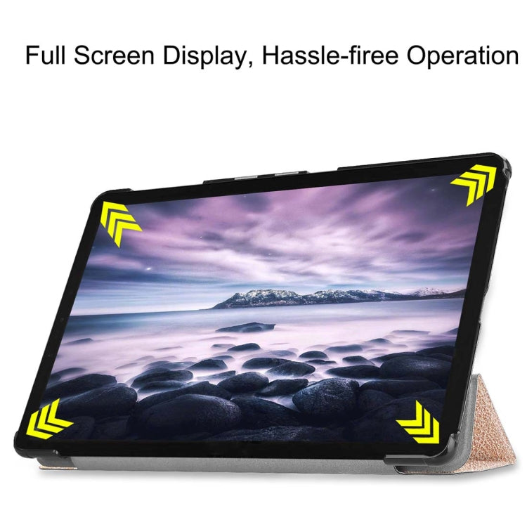 Custer Texture Horizontal Flip PU Leather Case for Galaxy Tab A 10.5 / T595 & T590, with Three-folding Holder & Sleep / Wake-up Function
