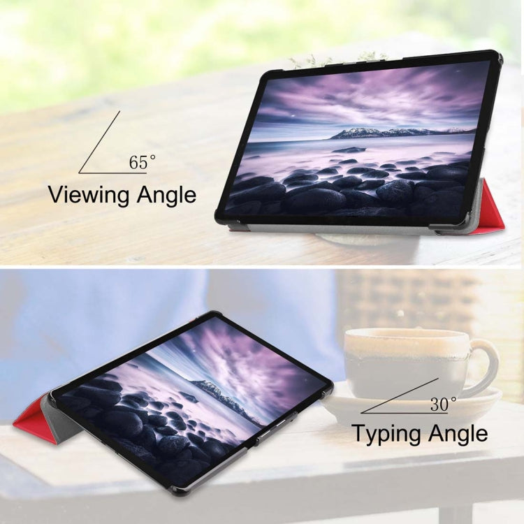 Custer Texture Horizontal Flip PU Leather Case for Galaxy Tab A 10.5 / T595 & T590, with Three-folding Holder & Sleep / Wake-up Function