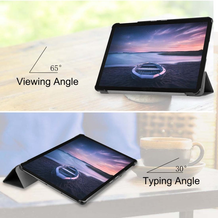 Custer Texture Horizontal Flip PU Leather Case for Galaxy Tab S4 10.5 / T835, with Three-folding Holder & Sleep / Wake-up Function