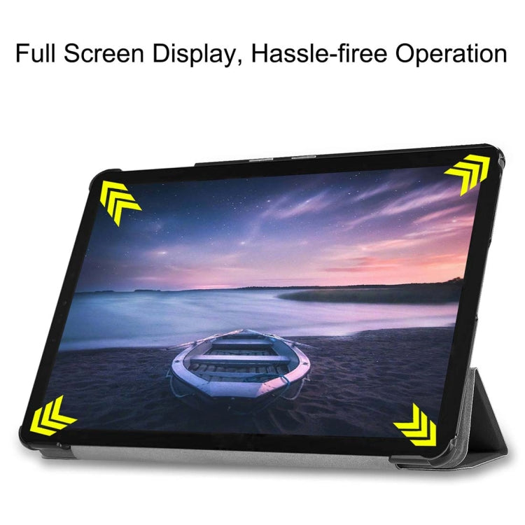 Custer Texture Horizontal Flip PU Leather Case for Galaxy Tab S4 10.5 / T835, with Three-folding Holder & Sleep / Wake-up Function
