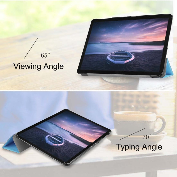 Custer Texture Horizontal Flip PU Leather Case for Galaxy Tab S4 10.5 / T835, with Three-folding Holder & Sleep / Wake-up Function