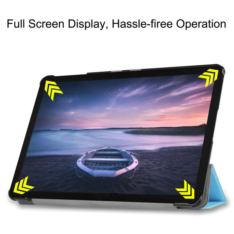 Custer Texture Horizontal Flip PU Leather Case for Galaxy Tab S4 10.5 / T835, with Three-folding Holder & Sleep / Wake-up Function