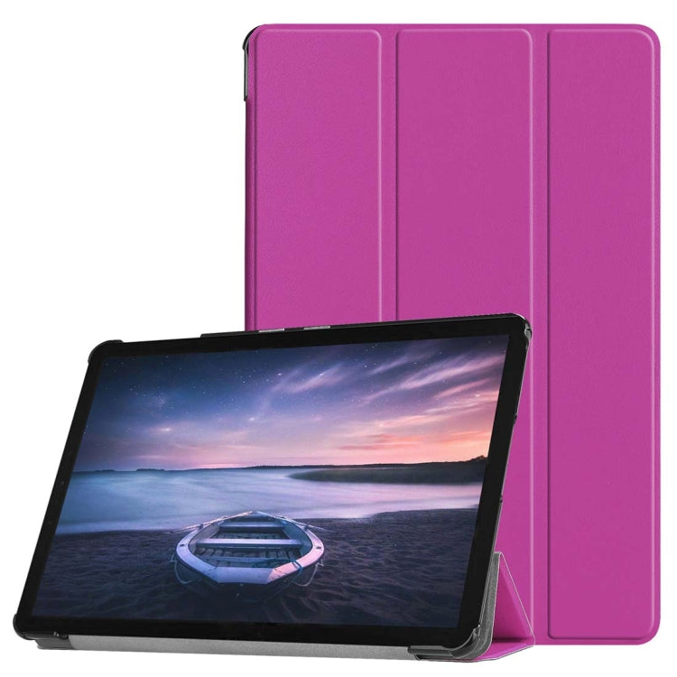 Custer Texture Horizontal Flip PU Leather Case for Galaxy Tab S4 10.5 / T835, with Three-folding Holder & Sleep / Wake-up Function