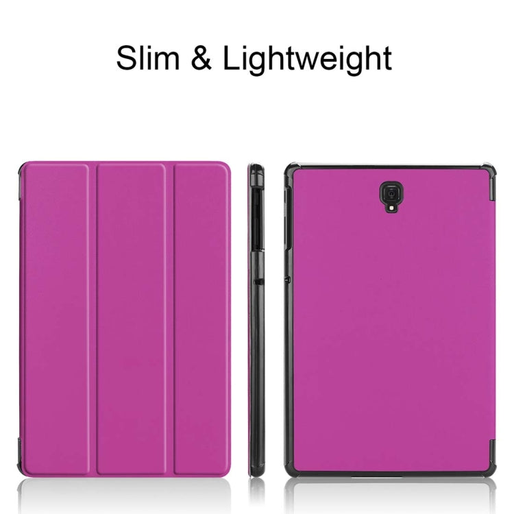Custer Texture Horizontal Flip PU Leather Case for Galaxy Tab S4 10.5 / T835, with Three-folding Holder & Sleep / Wake-up Function